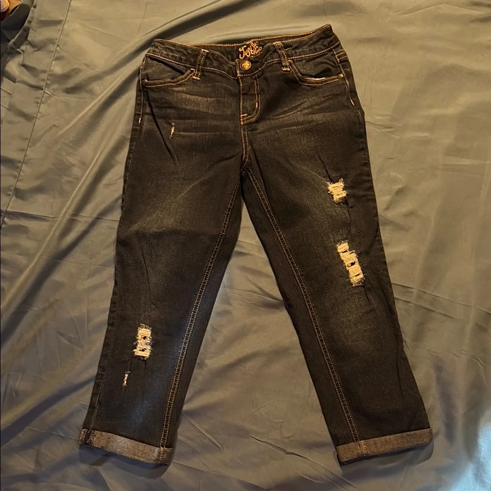 Justice Blue Slim Fit Distressed Jeans